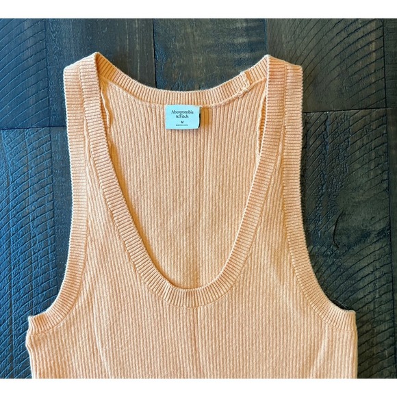 Abercrombie and Fitch Elevated Knit Cut Out Midi Dress, Orange, Size M - Picture 5 of 13